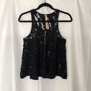 Black Leaf Lace Tank